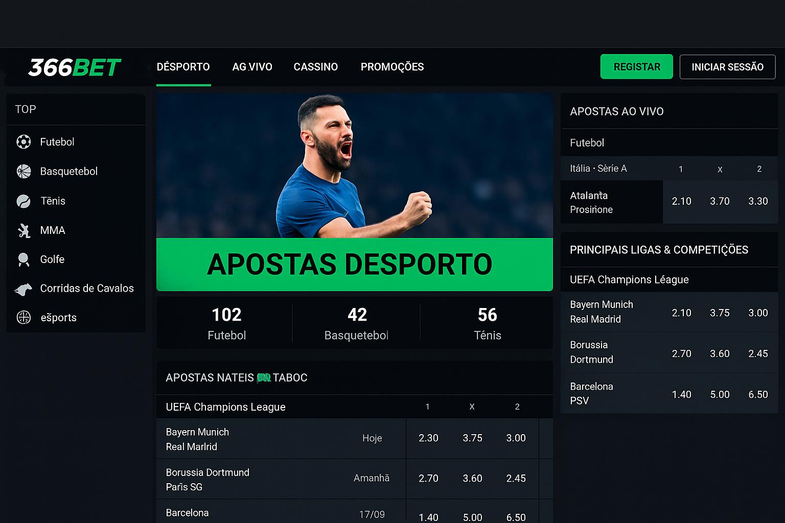 Aposte em apostas esportivas no cassino online 366BET